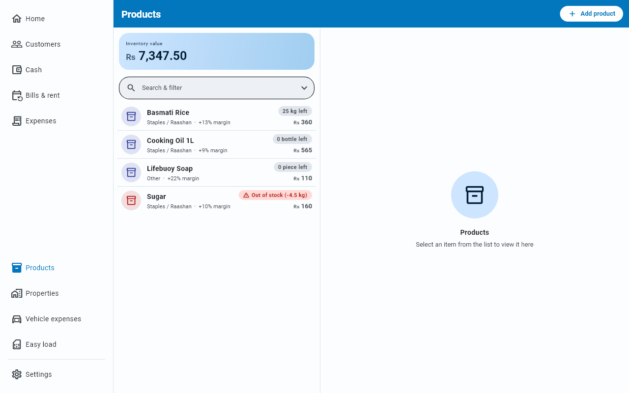 Your product list on Windows