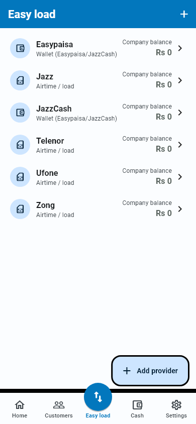 Each network and wallet with its float