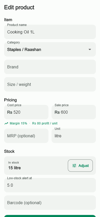 Edit a product