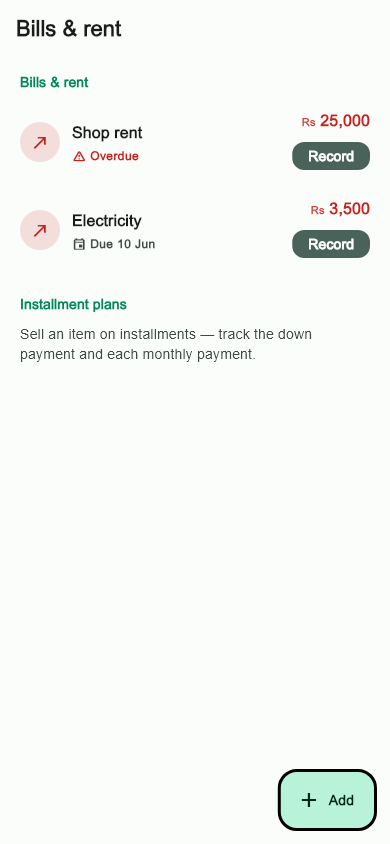 Bills and rent