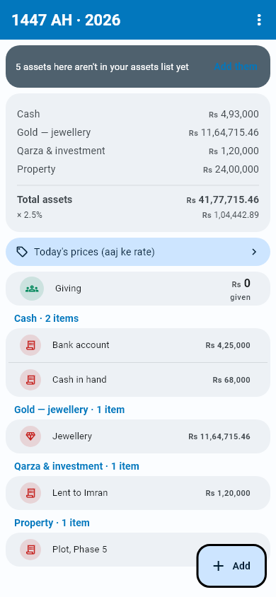 The prices banner sits above the worksheet while the year is open